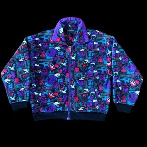 VTG 90’s Cabin Creek Zip Up Fleece Abstract Pattern Patagonia Style Wmns Sz M